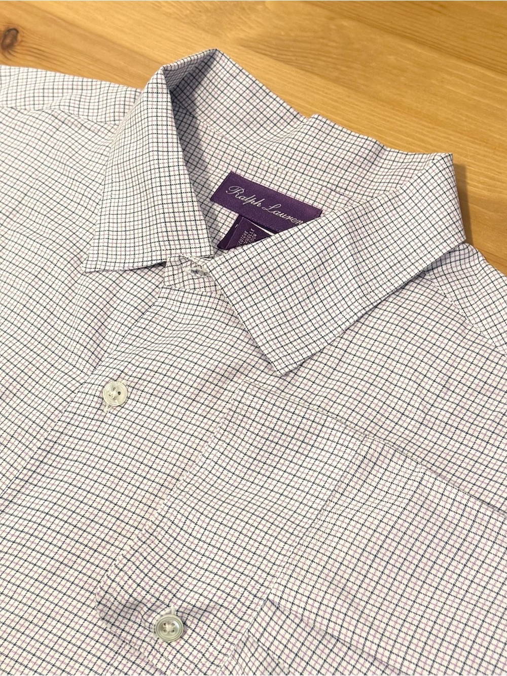Ralph Lauren Purple Label 100% Cotton Made in Italy Plaid Button Up Shirt